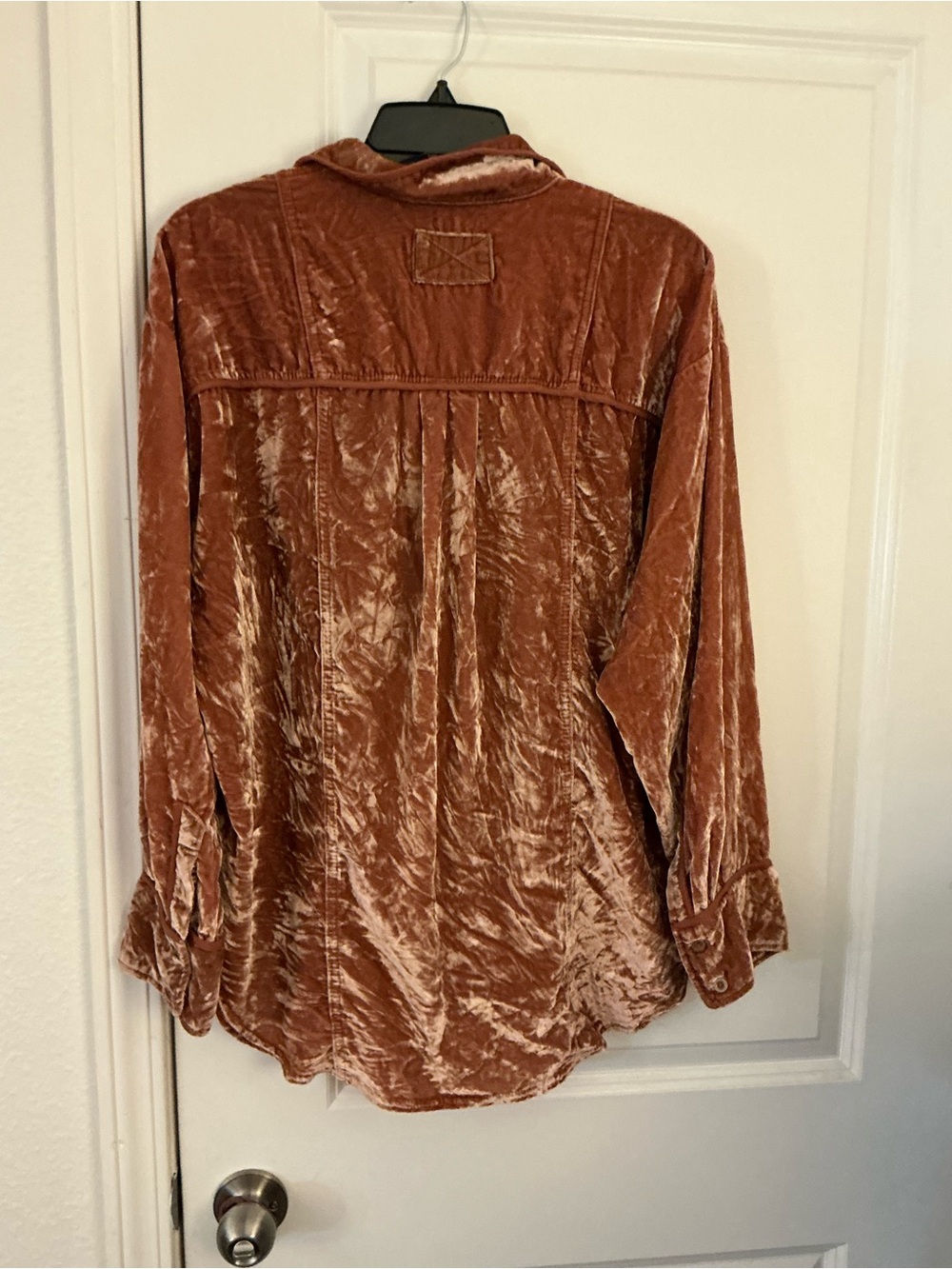 Free People We The Free Luxy Velvet Blouse Top Terracotta Rust Cedar Wood XS - Picture 3 of 4